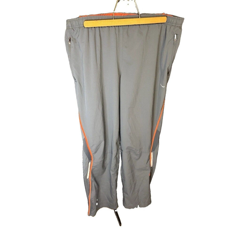 Vintage Hind Track Pants Mens L Grey Orange Reflective Windbreaker Cuff Zip